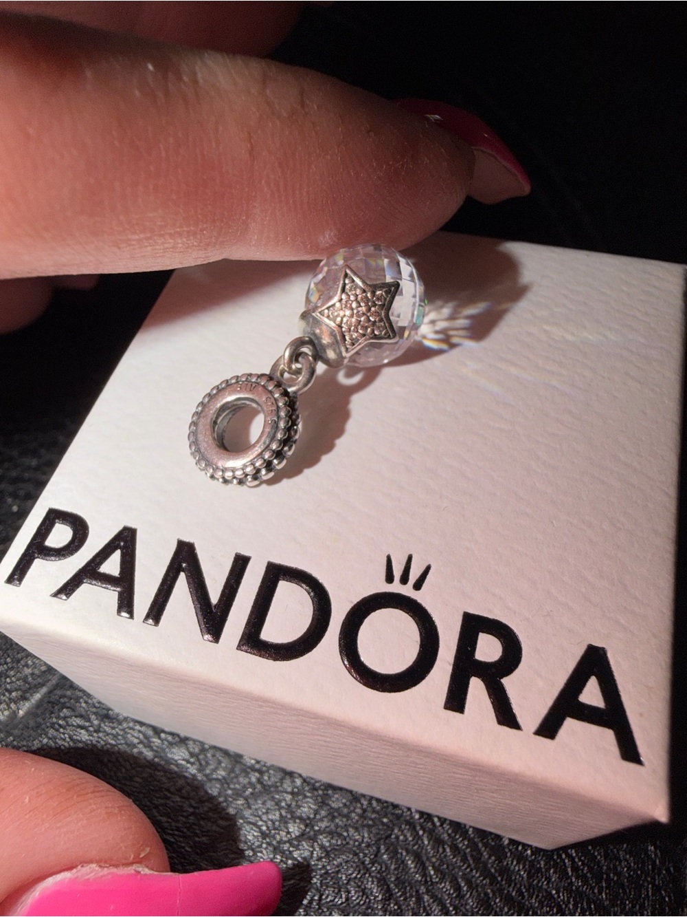 Pandora Clear Crystal Star Dangle Charm - Silver & Clear